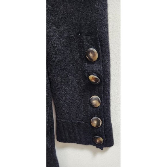 Sézane La Maille Merino Wool Turtleneck Sweater Dress Black Long Sleeve ButtonXS - Picture 8 of 16